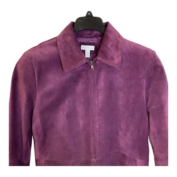 Charter Club Vintage Purple Suede Lined Jacket Size‎ Large EUC - Picture 2 of 10